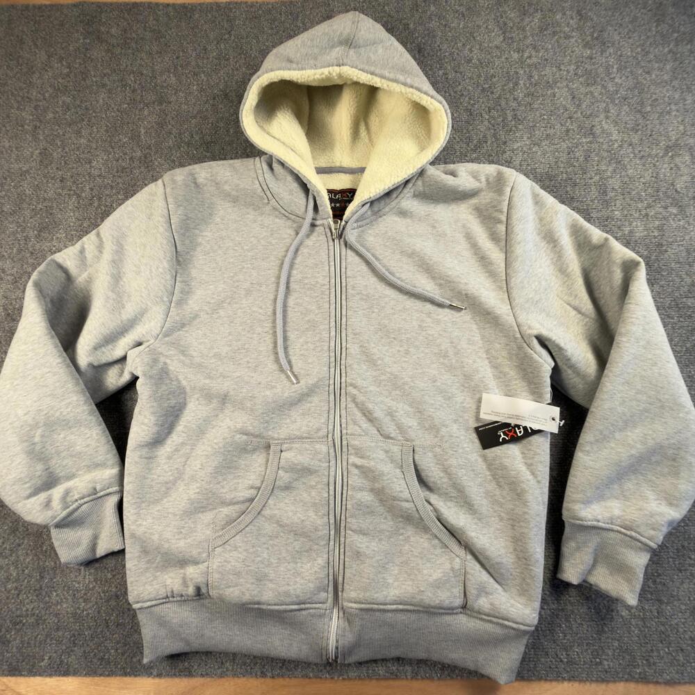 Galaxy by Harvic Mens Sherpa Lined Full Zip Hoodie Heather Grey MSH-420HG/WH